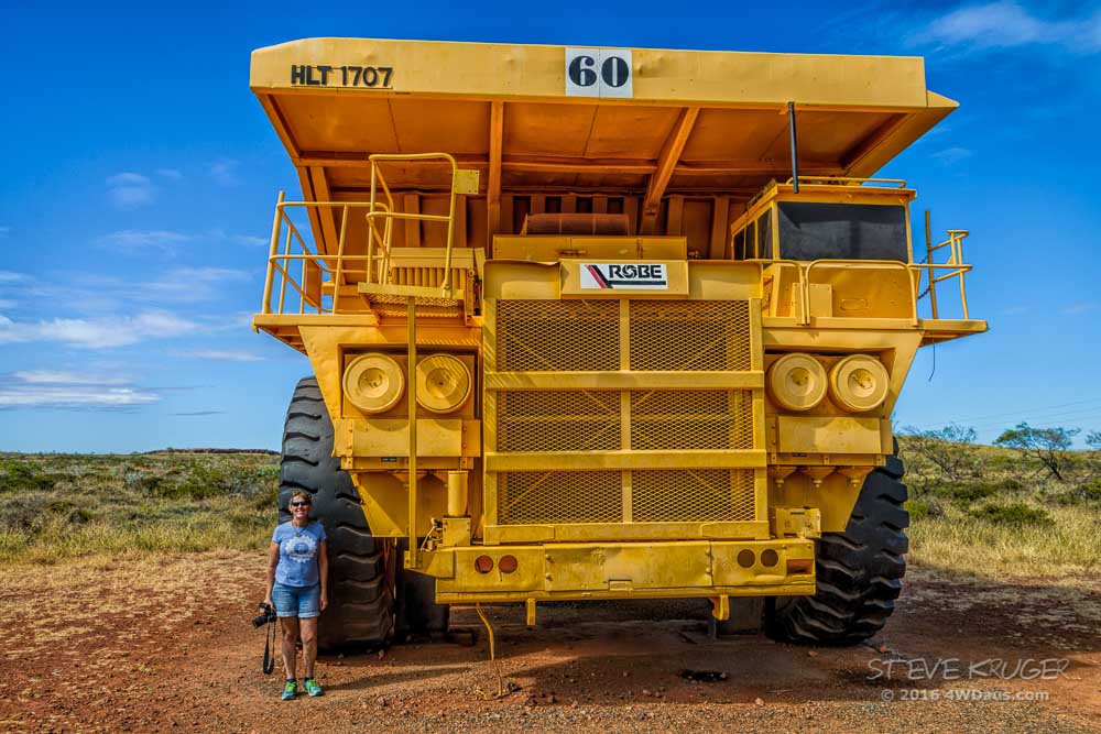 Alison and the 500 tonne mine truck - Wickham WA